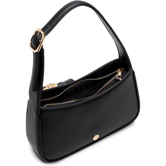 Aubrielax Black Women's Adjustable Leather Handbag with Secure Zipper Closure - Picture 3 of 3